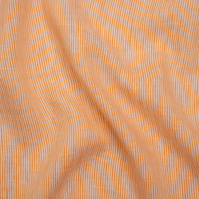 Lightweight Linen Woven - Orange and White Candy Stripes