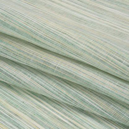 Medium Weight Linen Woven - Kelly and Olive Green Striations Folded