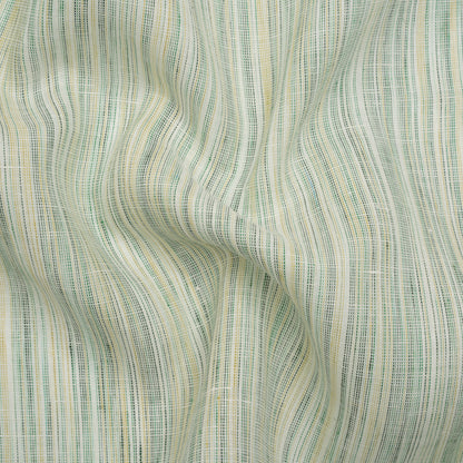 Medium Weight Linen Woven - Kelly and Olive Green Striations