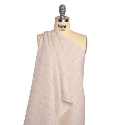 Medium Weight Linen Woven - White and Rainbow Striations Drape