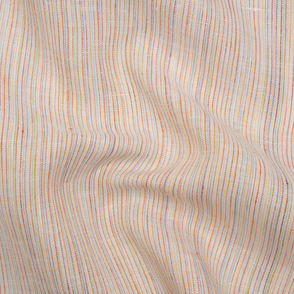 Medium Weight Linen Woven - White and Rainbow Striations