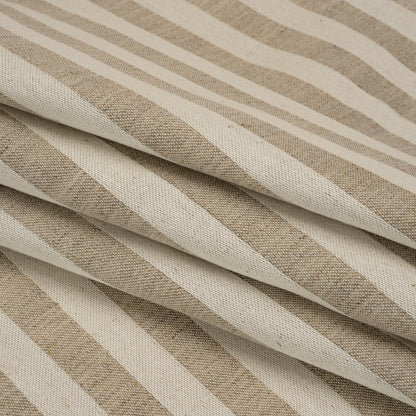 Heavy Linen Twill - Cream and Beige Awning Stripes Folded