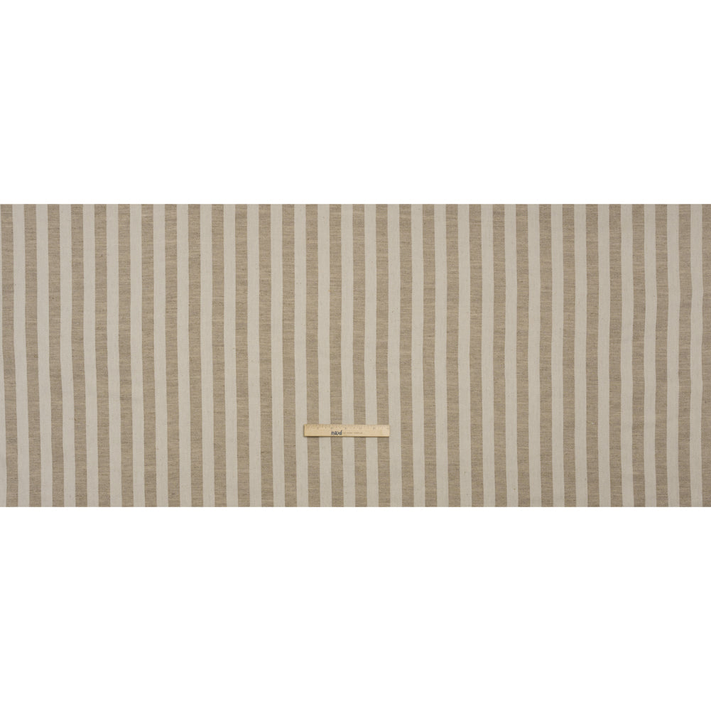 Heavy Linen Twill - Cream and Beige Awning Stripes Full