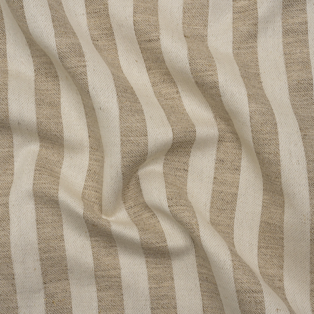 Heavy Linen Twill - Cream and Beige Awning Stripes