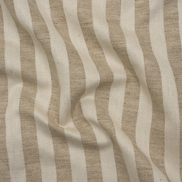 Heavy Linen Twill - Cream and Beige Awning Stripes