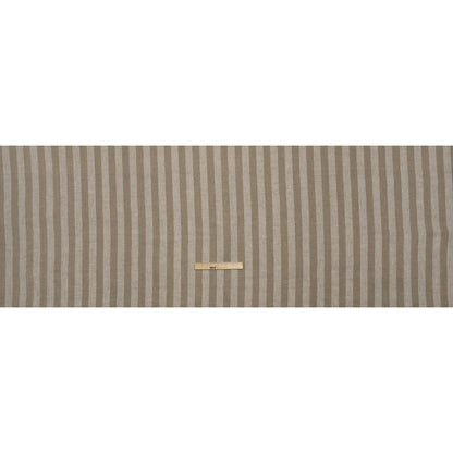 Medium Weight Linen Woven - White and Dark Beige Awning Stripes Full