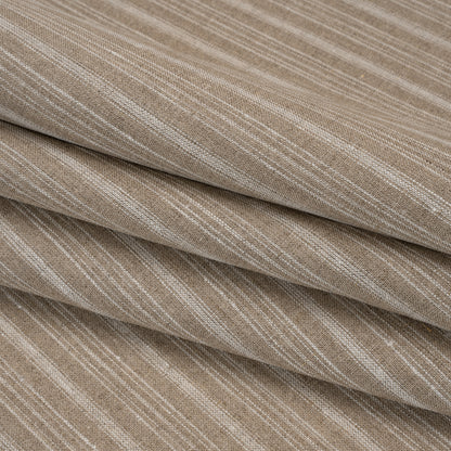 Medium Weight Linen Woven - Taupe and Cream Stripes Folded