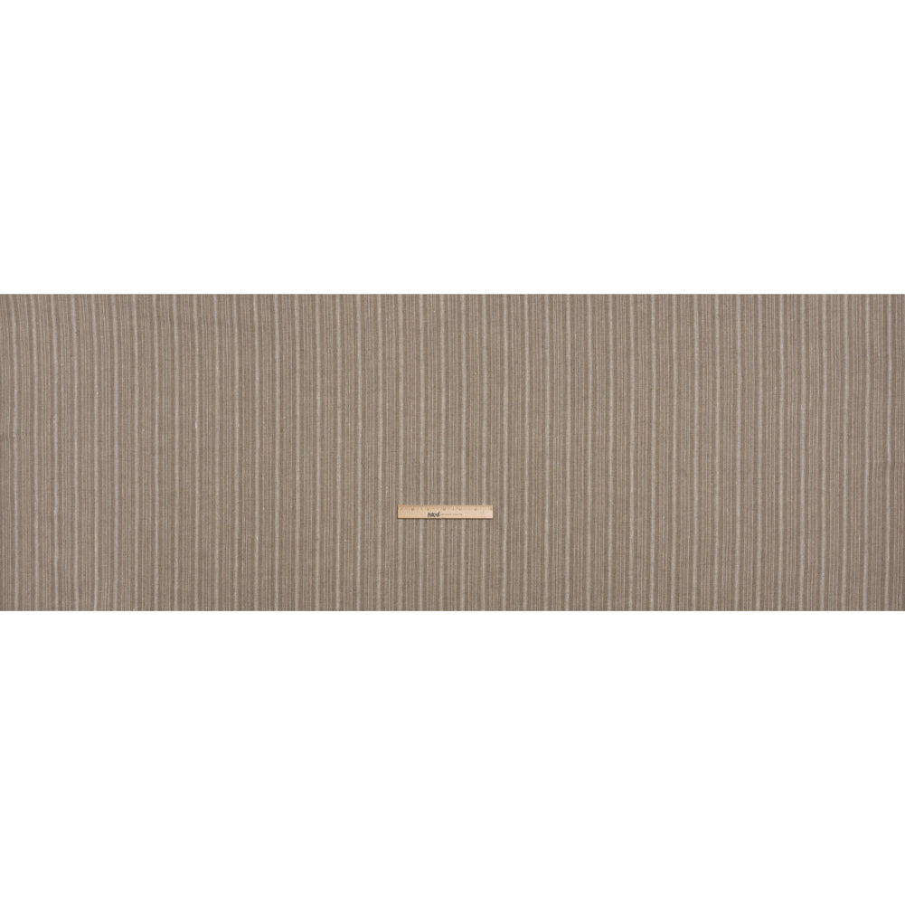 Medium Weight Linen Woven - Taupe and Cream Stripes Full