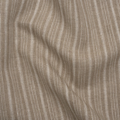 Medium Weight Linen Woven - Taupe and Cream Stripes