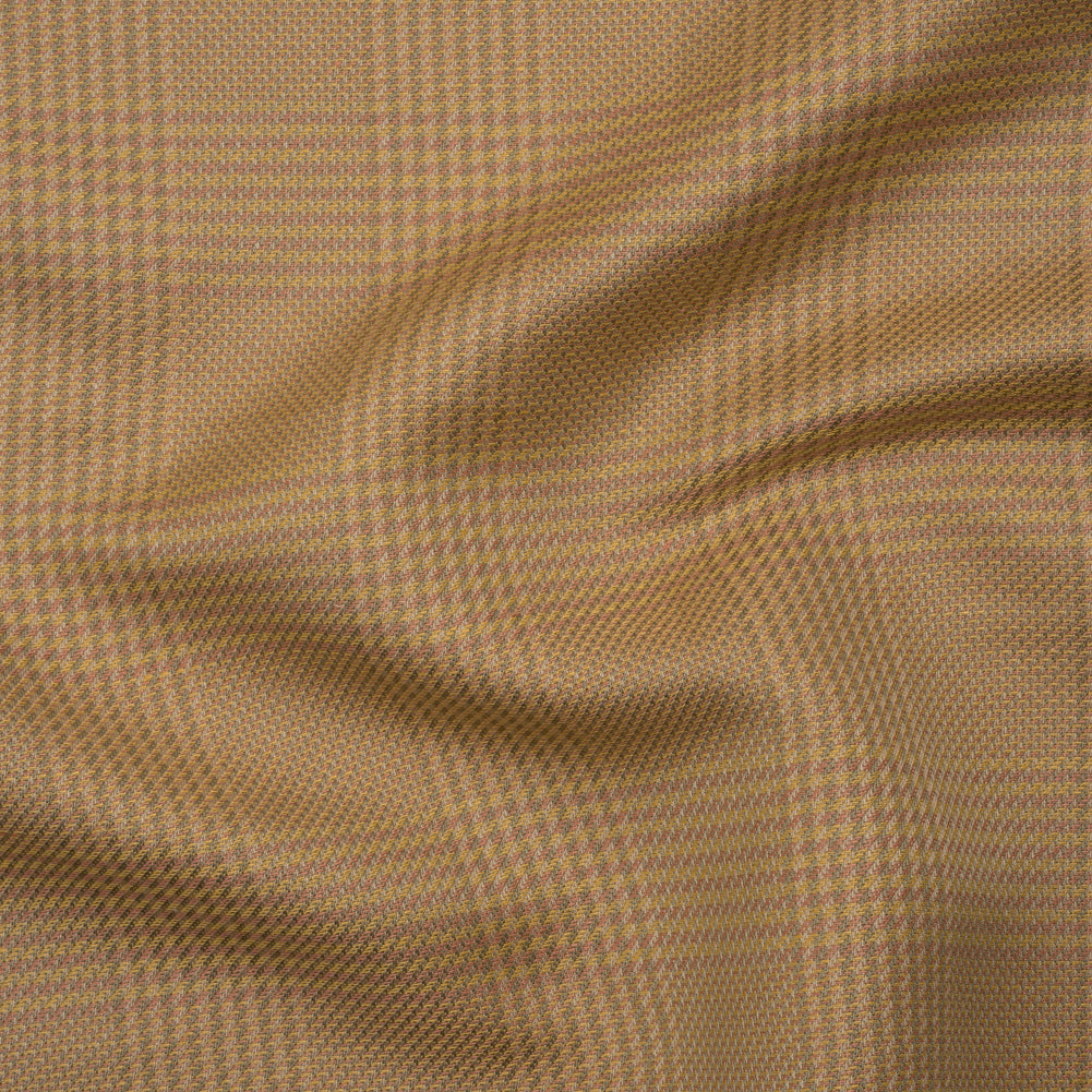 Linen Twill - Pink, Yellow and Olive Green Plaid