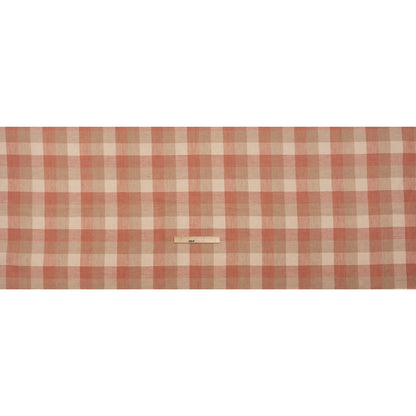 Medium Weight Linen Woven - Coral Pink, Beige and Cream Checkers Full