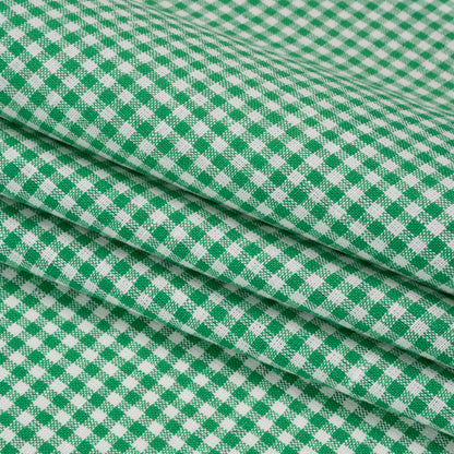 Heavyweight Linen Woven - Kelly Green and White Gingham Check Folded