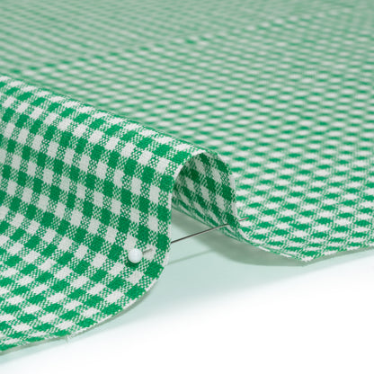 Heavyweight Linen Woven - Kelly Green and White Gingham Check Detail