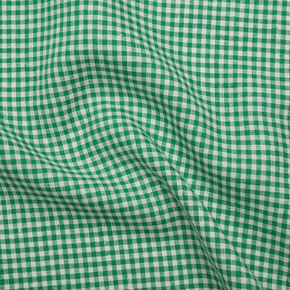 Heavyweight Linen Woven - Kelly Green and White Gingham Check