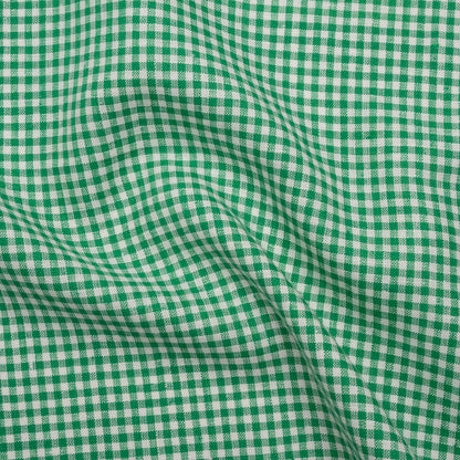Heavyweight Linen Woven - Kelly Green and White Gingham Check