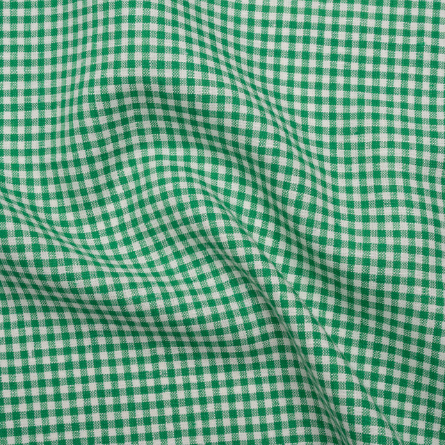 Heavyweight Linen Woven - Kelly Green and White Gingham Check