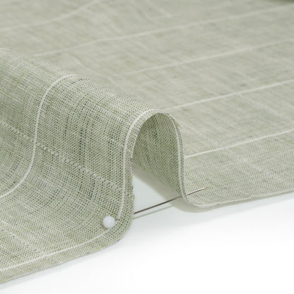 Lightweight Linen Woven - Heathered Green and White Windowpane Checks Detail