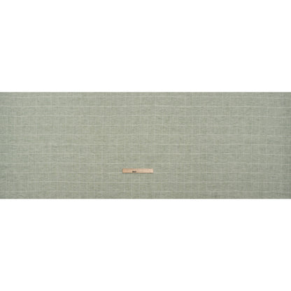 Lightweight Linen Woven - Heathered Green and White Windowpane Checks - Full