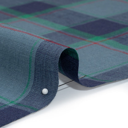 Medium Weight Linen Woven - Blue, Green and Red Plaid Detail