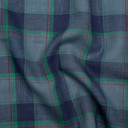 Medium Weight Linen Woven - Blue, Green and Red Plaid