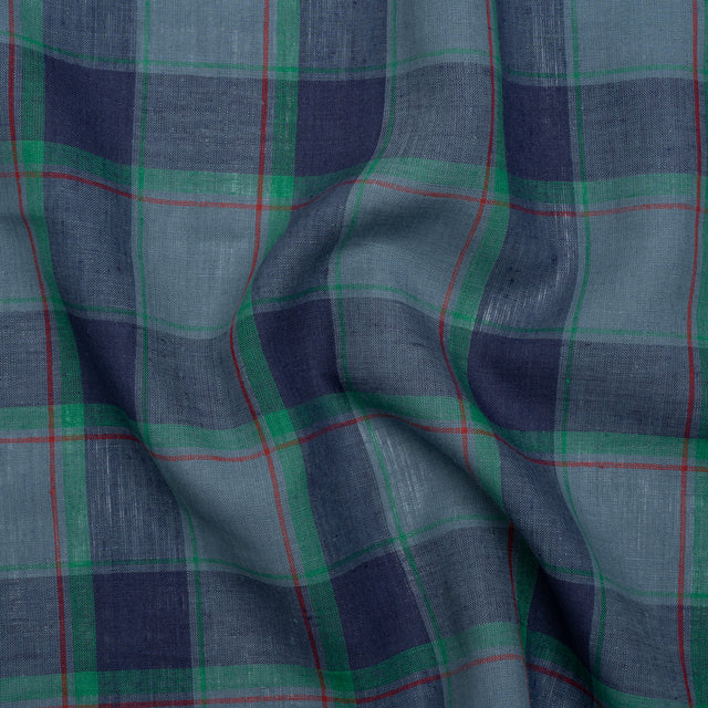 Medium Weight Linen Woven - Blue, Green and Red Plaid
