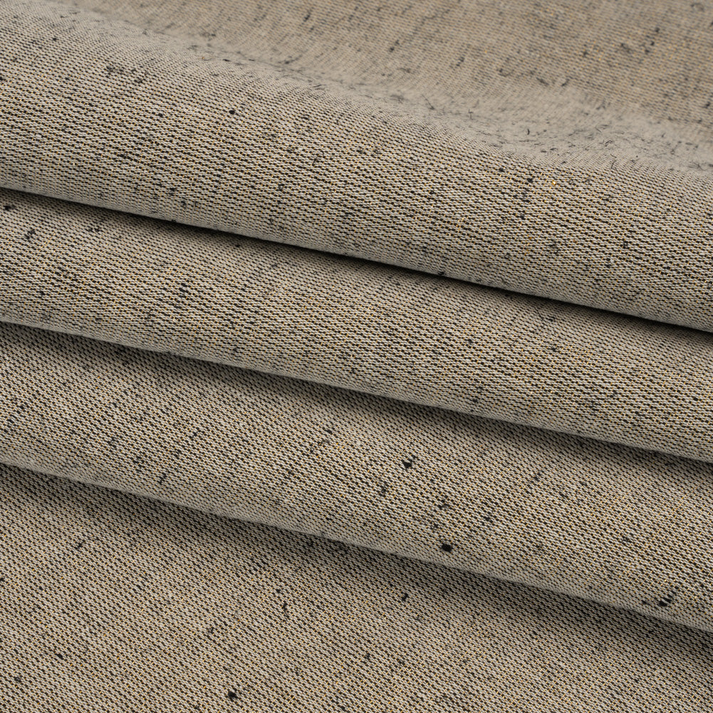 Heavyweight Metallic Linen Woven - White, Black and Gold Folded