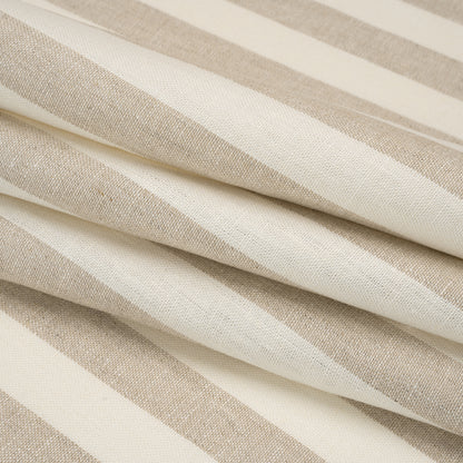 Medium Weight Linen Woven - Natural Beige and Cream Awning Stripes Folded