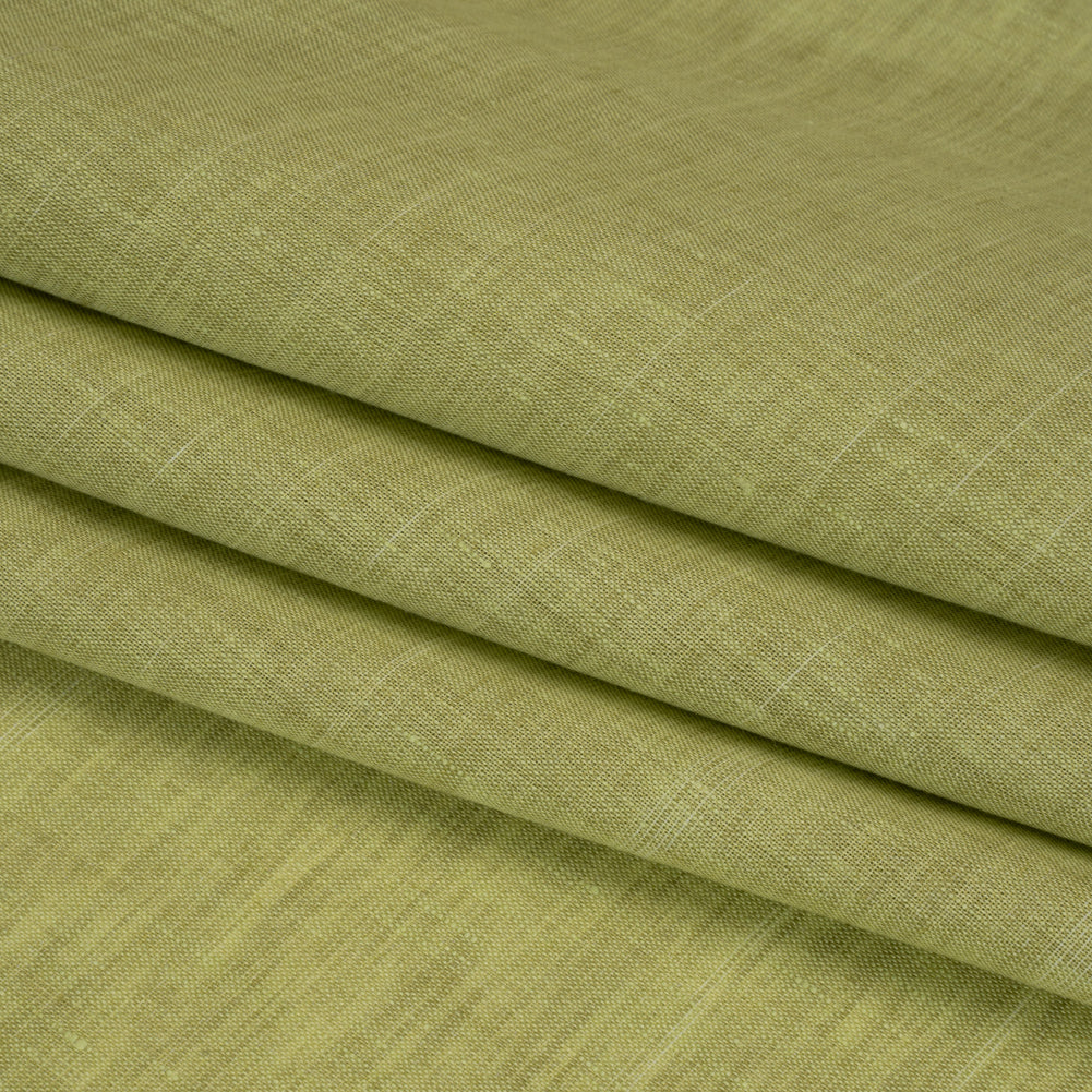 Two-Tone Lightweight Linen Woven - White and Lime Green Folded