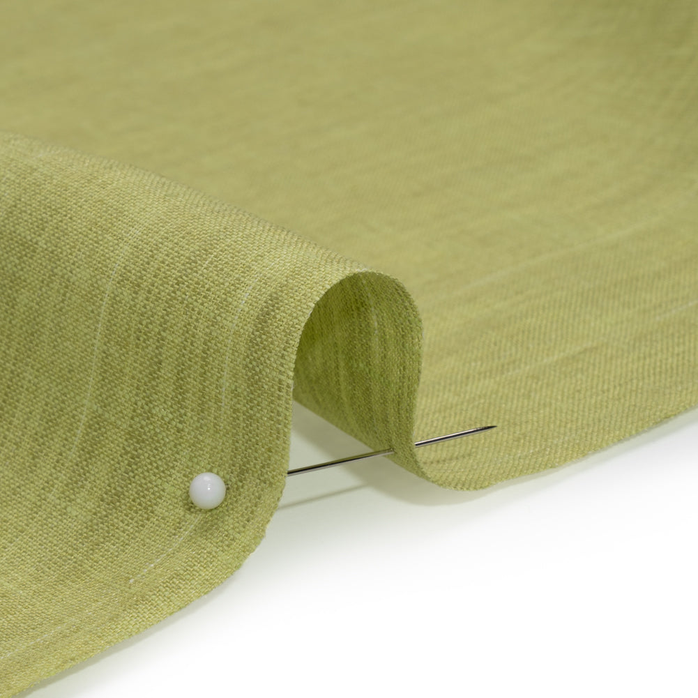 Two-Tone Lightweight Linen Woven - White and Lime Green Detail