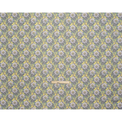 Polyester and Viscose Organza - Yellow and Green Lemons and Lily Pads