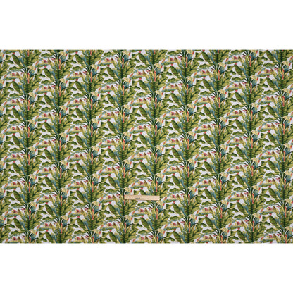 Polyester Microvelvet - White and Green Palm Trees