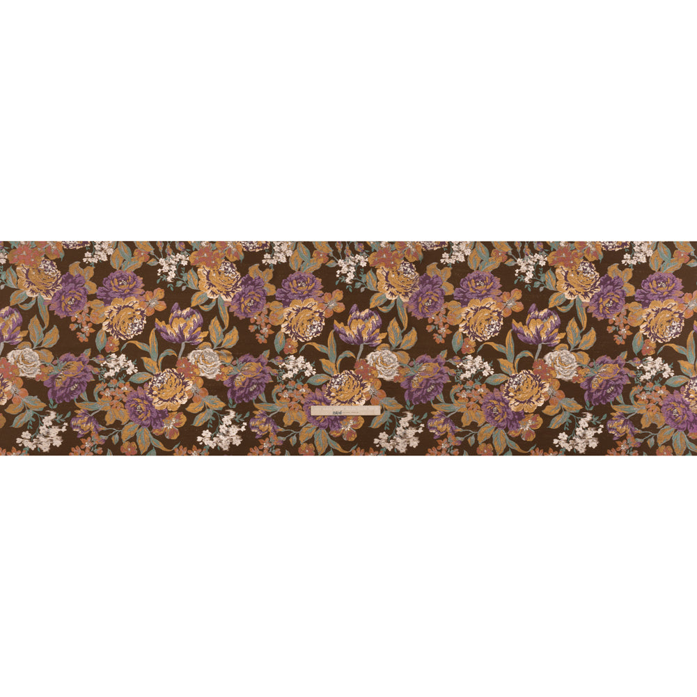 Metallic Luxury Brocade - Brown, Purple and Aqua Classic Flowers - Full