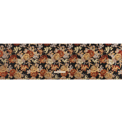 Metallic Luxury Brocade - Black, Red and Bronze Classic Flowers