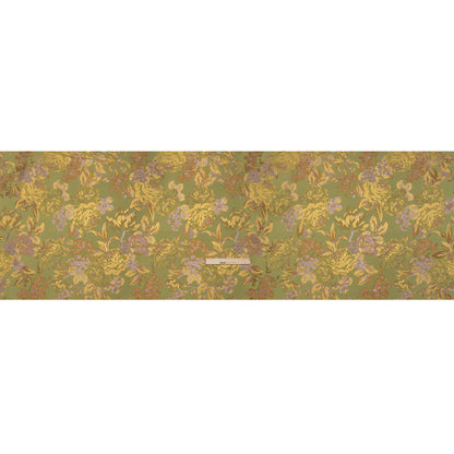 Metallic Luxury Brocade - Wasabi Green, Gold and Pale Pink Classic Flowers