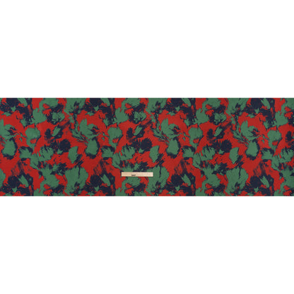 Luxury Polyester Brocade - Red, Green and Navy Blue Abstract Brushstrokes