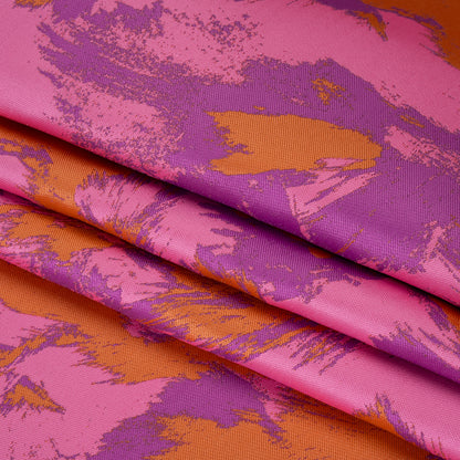 Luxury Polyester Brocade - Orange, Pink and Orchid Purple Abstract Brushstrokes