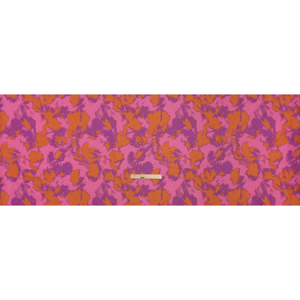 Luxury Polyester Brocade - Orange, Pink and Orchid Purple Abstract Brushstrokes