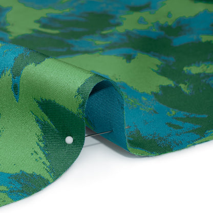 Luxury Polyester Brocade - Cerulean Blue, Summer Green, and Forest Abstract Brushstrokes