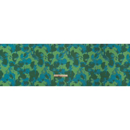 Luxury Polyester Brocade - Cerulean Blue, Summer Green, and Forest Abstract Brushstrokes
