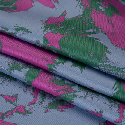 Luxury Polyester Brocade - Fuchsia, Periwinkle and Green Abstract Brushstrokes