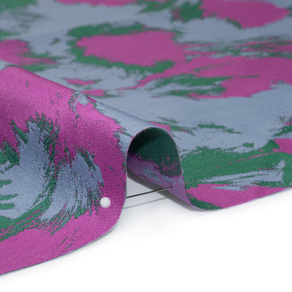 Luxury Polyester Brocade - Fuchsia, Periwinkle and Green Abstract Brushstrokes