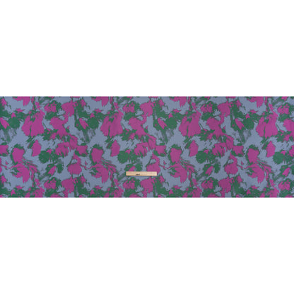Luxury Polyester Brocade - Fuchsia, Periwinkle and Green Abstract Brushstrokes