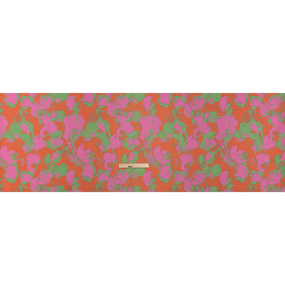 Luxury Polyester Brocade - Hot Pink, Orange and Summer Green Abstract Brushstrokes