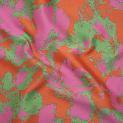 Luxury Polyester Brocade - Hot Pink, Orange and Summer Green Abstract Brushstrokes