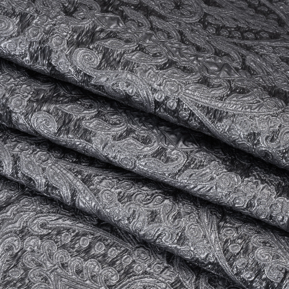 Metallic Luxury Brocade - Bright Silver Fancy Chandeliers - Folded