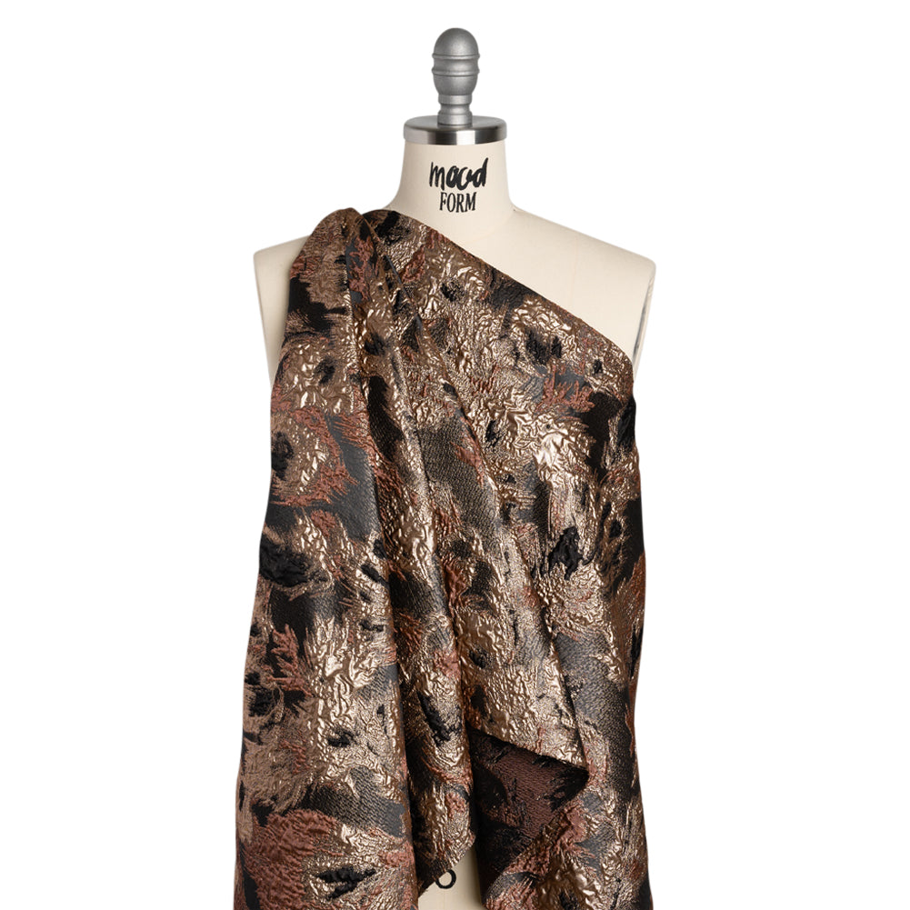 Metallic Luxury Brocade - Pink, Rose Gold and Black Abstract Flora