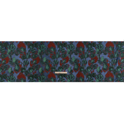 Metallic Luxury Brocade - Red, Green and Dark Blue Abstract Flora