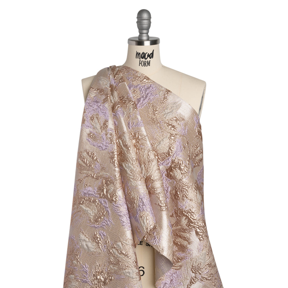 Metallic Luxury Brocade - Baby Pink, Rose Gold and Lavender Abstract Flora - Drape