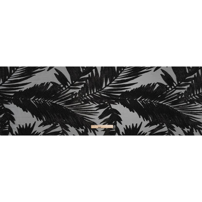 Metallic Luxury Burnout Brocade - Black Fern Leaves