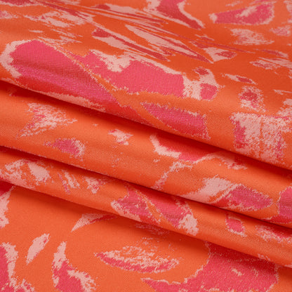 Luxury Polyester Brocade - Sparkling Orange and Pink Abstract Markmaking